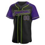 Jersey Authentic Raglan Lila-Neon Ärmel Grün Custom Baseball Schwarz Jersey Authentic Raglan Lila-Neon Ärmel Grün Custom Baseball Schwarz