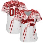 Weiß Design Rot-Schwarz Muster Benutzerdefinierte 3D Authentic Jersey Weiß Design Rot-Schwarz Muster Benutzerdefinierte 3D Authentic Jersey