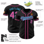 Pink-Sky Authentic Schwarz Blau Baseball Custom Jersey Pink-Sky Authentic Schwarz Blau Baseball Custom Jersey