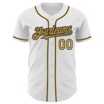 Altes Gold-Schwarzes Baseballtrikot Authentic White Custom Altes Gold-Schwarzes Baseballtrikot Authentic White Custom