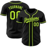 Authentisches schwarzes Baseball-Trikot, individuell gestaltet, Neongrün Authentisches schwarzes Baseball-Trikot, individuell gestaltet, Neongrün