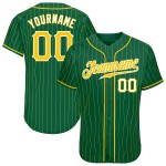 Authentisches Kelly Gold Baseball Grün Nadelstreifen Trikot Gold-Weiß Custom Authentisches Kelly Gold Baseball Grün Nadelstreifen Trikot Gold-Weiß Custom