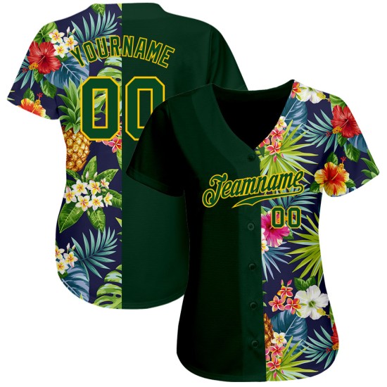 Mit Blumen Ananas Palm Baseball Muster Authentische Jersey Und Muster 3D Tropical Design Custom Blätter Mit Blumen Ananas Palm Baseball Muster Authentische Jersey Und Muster 3D Tropical Design Custom Blätter