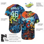 Graffiti Geometrische 3D Custom Weiß-Blaugrün Muster Authentische Baseball Jersey Graffiti Geometrische 3D Custom Weiß-Blaugrün Muster Authentische Baseball Jersey