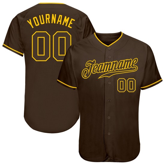 Braun-Gold Baseball Jersey Braun Custom Authentic Braun-Gold Baseball Jersey Braun Custom Authentic