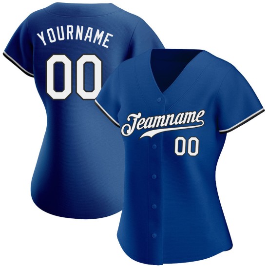 Jersey Weiß-Schwarz Baseball Royal Authentic Custom Jersey Weiß-Schwarz Baseball Royal Authentic Custom